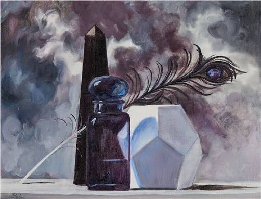Nature morte papeterie — plume, encre et papier filigrané Filigrane